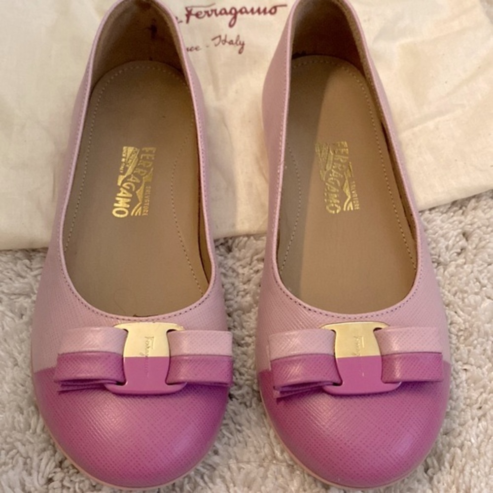 Ferragamo Mini Varina bow Pink ballet flats - size 30